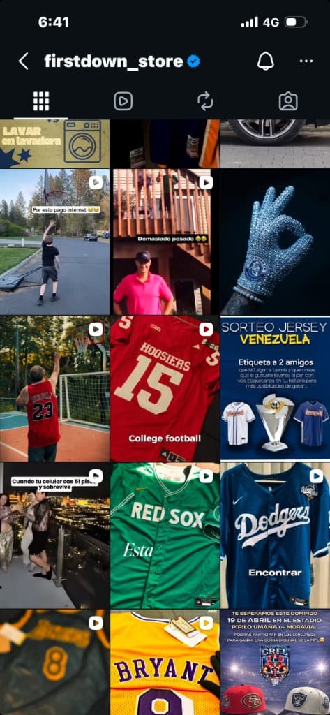 Feed de Instagram @firstdown_store